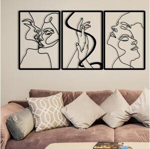 SADA 3x Nástenná dekorácia 109x50 cm láska kov
