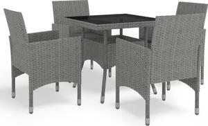 Maison Exclusive – 5-dielna záhradná jedálenská súprava zo sivého polyrotangu a skla