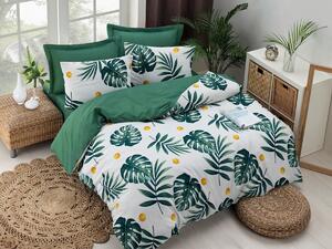 L'essentiel Súprava posteľnej bielizne a plachiet pre dvojlôžko Monstera 200x220 cm zeleno-biela