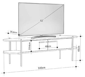 Industriálny televízny stolík WHISPER, retro sivá/biela