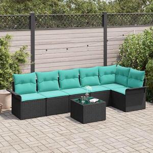 Maison Exclusive - Záhradná súprava s vankúmi 7 ks ierna Poly-rattan