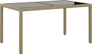 Maison Exclusive – Záhradný stôl 150 x 90 x 75 cm, tvrdené sklo a poly ratan, béová