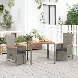 Maison Exclusive – 3-dielna záhradná jedálenská súprava s vankúmi, sivá, polyratan