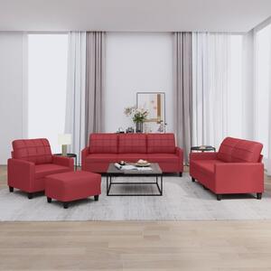 Maison Exclusive – 4-dielna sedacia súprava s vankúmi, vínovoervená umelá koa