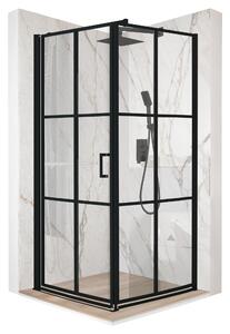 Sprchový kút 80x80cm otoné dvere ierne 6mm ESG sklo + povrchová úprava