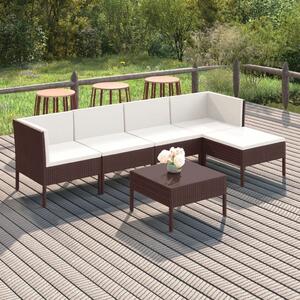 Maison Exclusive – 6-dielna záhradná súprava s poduškami z polyratanu, hnedá