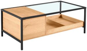KONFERENČNÝ STOLÍK, číra, čierna, farba duba, drevo, kov, sklo, kompozitné drevo, 110/60/40 cm Waldwelt - Stolíky do obývačky