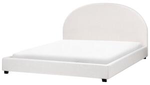 Posteľ krémová biela čalúnená polyester 180 x 200 cm zaoblené čelo minimalistický retro dizajn spálňa