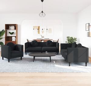 Maison Exclusive – 3-dielna sedacia súprava s vankúšmi, čierny zamat