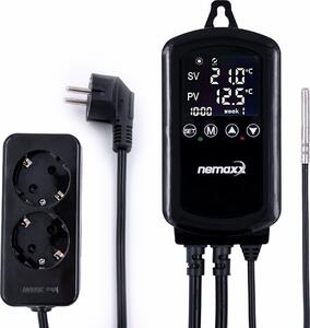 NEMAXX® NTP16 zásuvkový termostat 230 V (3000 W/16 A) s NTC snímačom 2 m, režim kúrenia/chladenia, týždenný program, 2 zásuvky