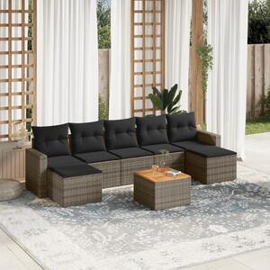Maison Exclusive - 8-dielna záhradná súprava pohoviek s vankúšmi sivá polyratanová