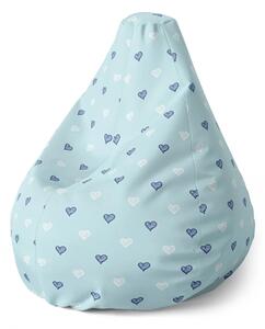 Sablio Sedací vak Pear Srdce na modrej - 70 x 95 x 15 cm