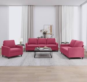 Maison Exclusive – 3-dielna sedacia súprava s vankúšmi z vínovočerveného zamatu