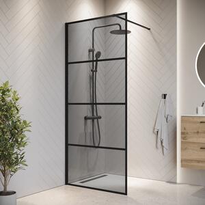 Badplaats Sprchová Zástena Essos 60 x 200 cm – ierna – Walk-In Sprchový Kút 8 mm Dymové Sklo