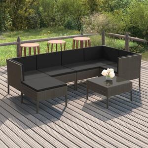 Maison Exclusive – 7-dielna záhradná súprava s vankúšmi, poly ratan, sivá