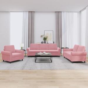 Maison Exclusive – 3-dielna sedacia súprava s vankúmi z ruového zamatu