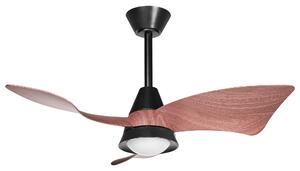 Stropný ventilátor s LED čierna železná základňa plastové lopatky s efektom dreva časovač 3 teplotné režimy diaľkové ovládanie