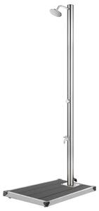 Maison Exclusive – Záhradná sprcha so sivou podlahovou doskou 220 cm z nehrdzavejúcej ocele
