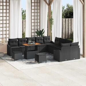 Maison Exclusive - Záhradný nábytok s vankúmi 13 ks ierny Poly-rattan