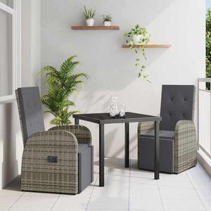 Maison Exclusive – Záhradná jedálenská súprava, 3 kusy, sivý polyratan