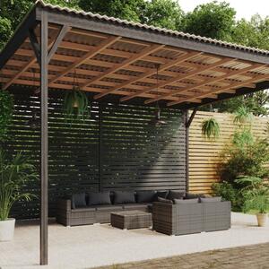 Maison Exclusive – 9-dielna záhradná súprava s vankúšmi z polyrotangu, sivá
