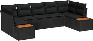 Maison Exclusive - Záhradná súprava s vankúmi 7 ks ierna Poly-rattan