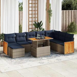 Maison Exclusive - 11-dielna záhradná sedacia súprava vankúše polyratan akácia