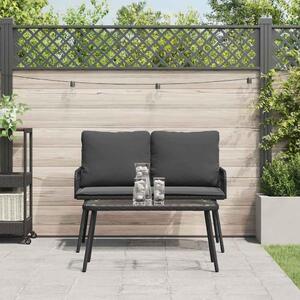 Maison Exclusive - Záhradný jedálenský set s vankúom 2 pcs ierna polyratan