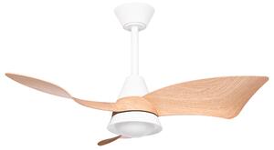 Stropný ventilátor s LED biela železná základňa plastové lopatky s efektom dreva časovač 3 teplotné režimy diaľkové ovládanie