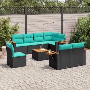 Maison Exclusive - 9-dielna záhradná súprava pohoviek s vankúmi ierna polyratan