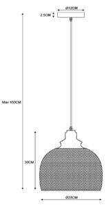 Lucide 43404/28/30 - Závesné svietidlo MESH 1xE27/60W/230V 28 cm
