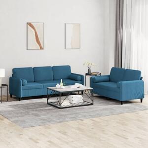 Maison Exclusive – 2-dielna sedacia súprava s vankúšmi, modrý zamat
