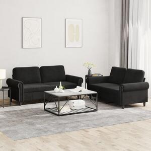 Maison Exclusive – 2-dielna sedacia súprava s vankúmi, ierny zamat