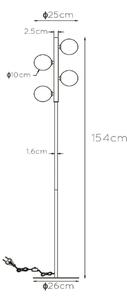 Lucide 45774/04/30 - Stojacia lampa TYCHO 4xG9/28W/230V čierna