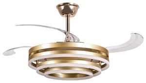 LED stropný ventilátor zlatý kovová základňa plastové lopatky časovač 3 teplotné režimy nastavenie jasu diaľkové ovládanie