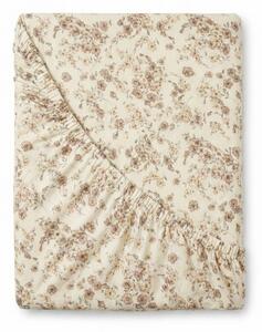 Kvalitex Bavlnené napínacie prestieradlo Kvety béžové 80x200cm