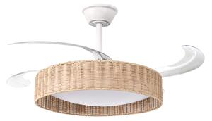 LED stropný ventilátor biela železná základňa plastové lopatky časovač 3 teplotné režimy s diaľkovým ovládaním