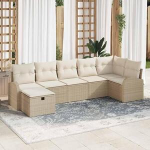 Maison Exclusive - Záhradný nábytok s vankúmi s úloným priestorom 7 ks Béový Poly-rattan