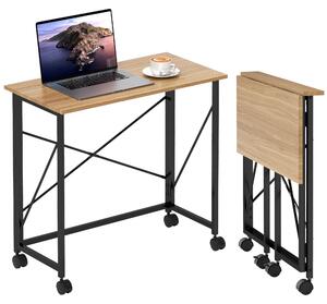 HOMCOM Skladací písací stôl Malý skladací písací stôl s rozmermi 80 cm a kolieskami