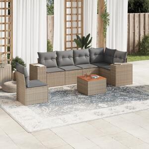 Maison Exclusive - 7-dielna záhradná sedacia súprava a vankúe béová polyratan