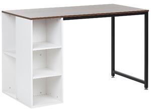 Písací stôl biela tmavé drevo drevotrieska oceľ 120 x 60 cm úložný priestor 5 políc moderný industriálny štýl kancelária