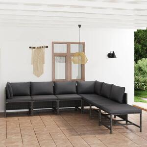 Maison Exclusive – 7-dielna záhradná súprava s vankúmi Poly Rattan Grey