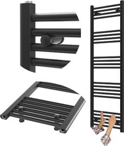 Granitan | Kúpeľňový radiátor Breno - 50/150 cm - Čierny - Elegantný dizajn - Funkcia ohrievača uterákov
