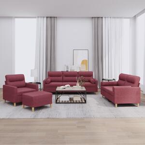 Maison Exclusive – 4-dielna sedacia súprava s vankúmi, vínovoervená látka