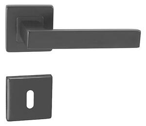 Dverové kovanie MP - QUADRA - HR (BS - Čierna matná), kľučka-kľučka, WC kľúč, MP BS (čierna mat)