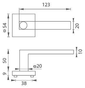 Dverové kovanie MP - QUADRA - HR (BS - Čierna matná), kľučka ľavá / guľa, Otvor na cylidrickou vložku, MP BS (čierna mat)