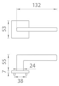 Dverové kovanie MP Pyrola - HR 7S (BS - Čierna matná), kľučka-kľučka, Bez spodnej rozety, MP BS (čierna mat)