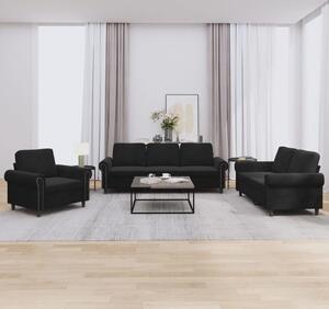 Maison Exclusive – 3-dielna sedacia súprava s vankúmi, ierny zamat
