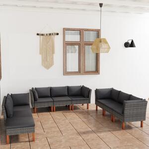 Maison Exclusive – 9-dielna záhradná súprava s vankúmi z polyrotangu, sivá