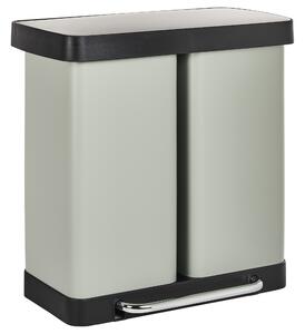 Dvojitý odpadkový kôš s pedálom a vekom svetlozelený syntetický materiál železo 60 l koše na recyklovaný odpad moderná kuchyňa